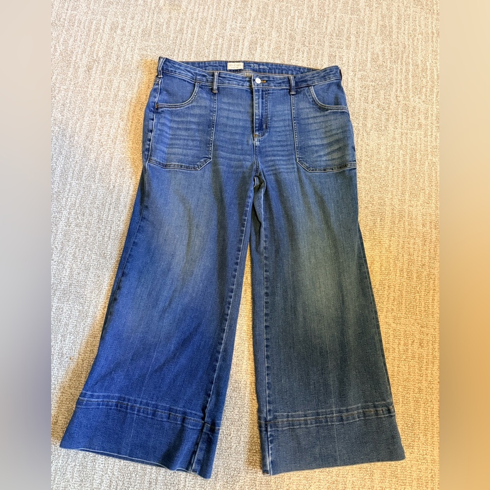 Pilcro sienna Wide Leg Women's Jeans in Dark Blue crop